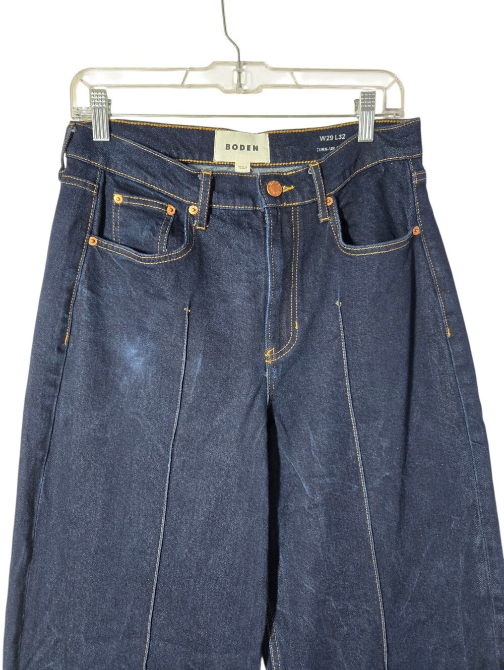 Boden Turn-Up Jeans High Rise Wide Leg Indigo Rinse Dark Wash - Picture 6 of 16